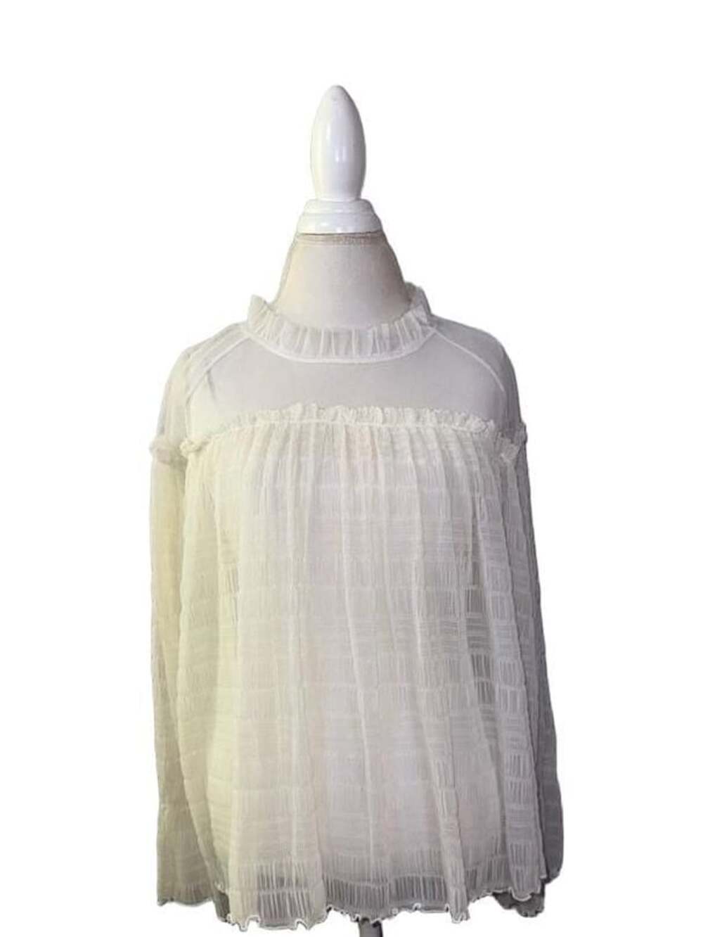 Ramy Brook Winslow Ivory Sheer Textured Blouse